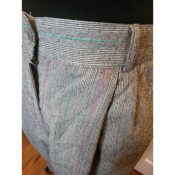 Vintage 80's Gray/Pink Pinstripe Pleated Pants 12 High Waisted Preppy Old Money - Picture 5 of 8